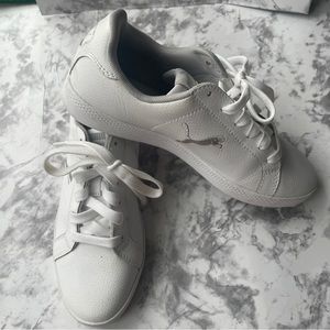 SOLD Puma Smash Perforated Women's White & Silver Leather Sneakers SIZE 7.5